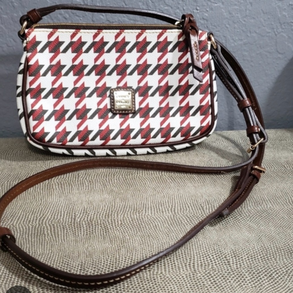 Dooney & Bourke Red and Black Houndstooth Crossbody Bag